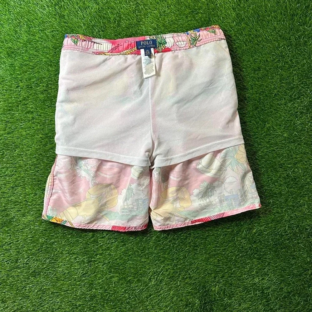 polo ralph lauren pink tropical swim trunks
